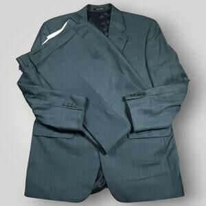 Lauren Ralph Lauren Suit Mens 40R/34W Classic Fit Wool 2 Piece Windowpane Cuffed